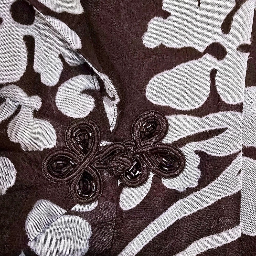 Vintage 90s Alex Evenings Petite MP Sheer Floral Evening Jacket Frog Closure - Picture 5 of 10